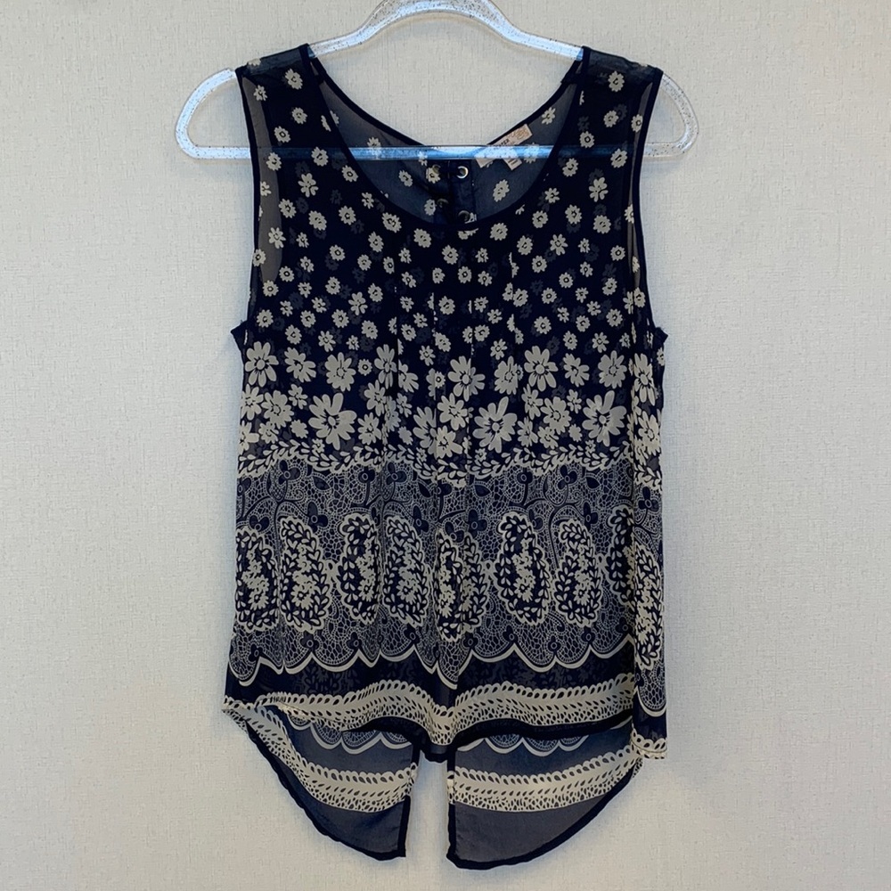 Blu-Pepper Vintage Paisley Sheer Blouse • Sz L